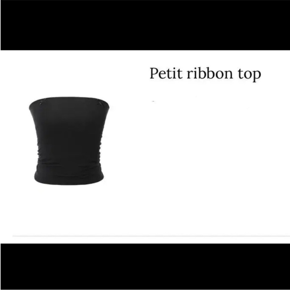 Bow Ribbon Threetimes Petit Tube Top Bandeau crop black bows ribbons - Picture 6 of 7